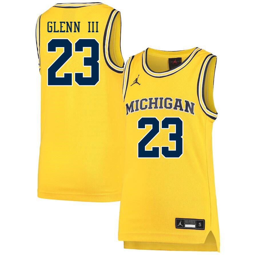 Men #23 Gregg Glenn III Michigan Wolverines College Basketball Jerseys Sale-Yellow